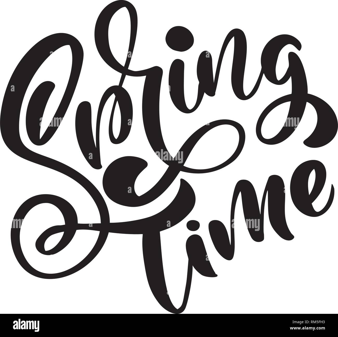 Lettrage calligraphie expression au printemps. Vector Hand Drawn texte isolé. croquis design doodle pour carte de souhaits, Album, imprimer Illustration de Vecteur