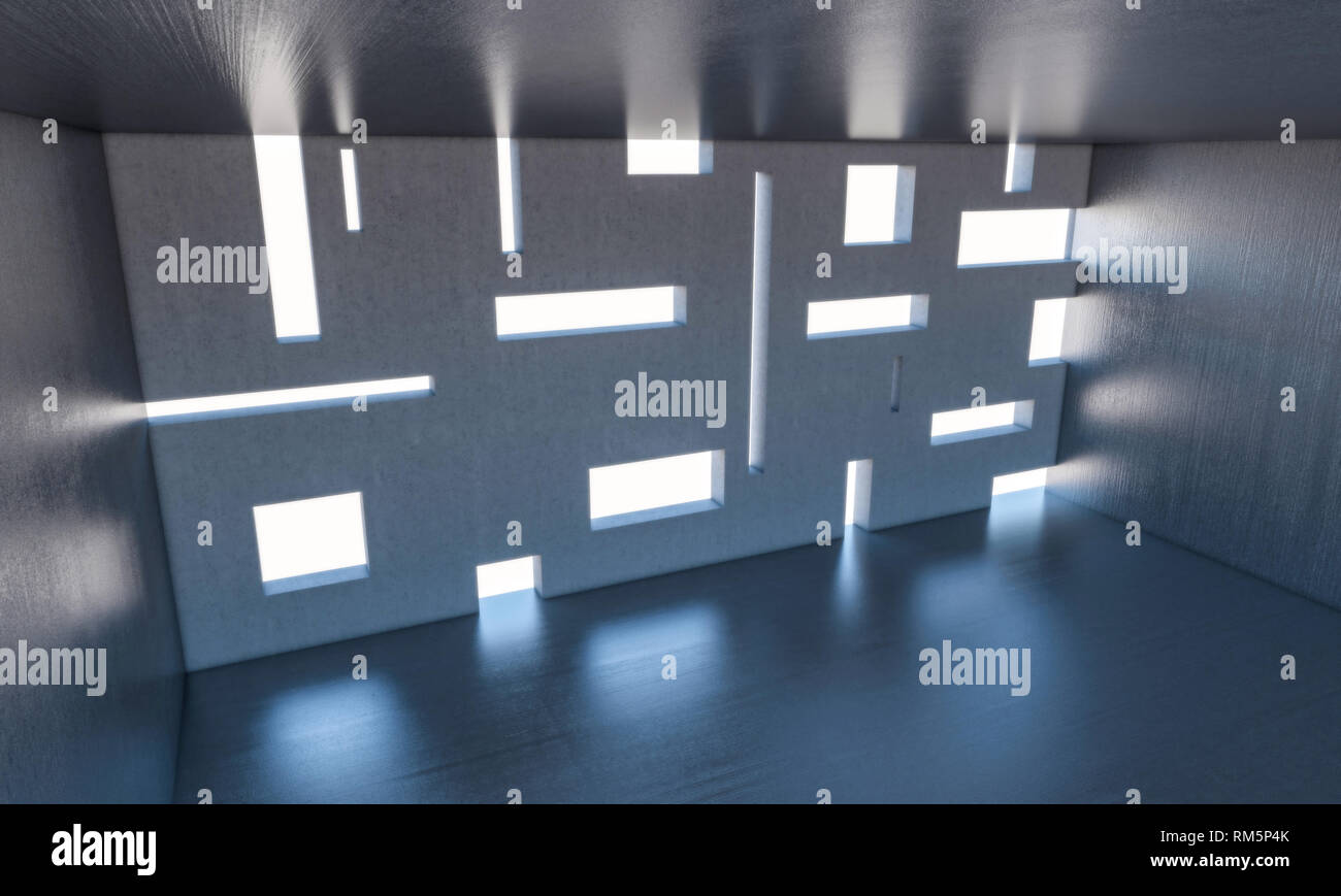 Résumé de l'intérieur moderne en béton de l'image de rendu 3D Banque D'Images