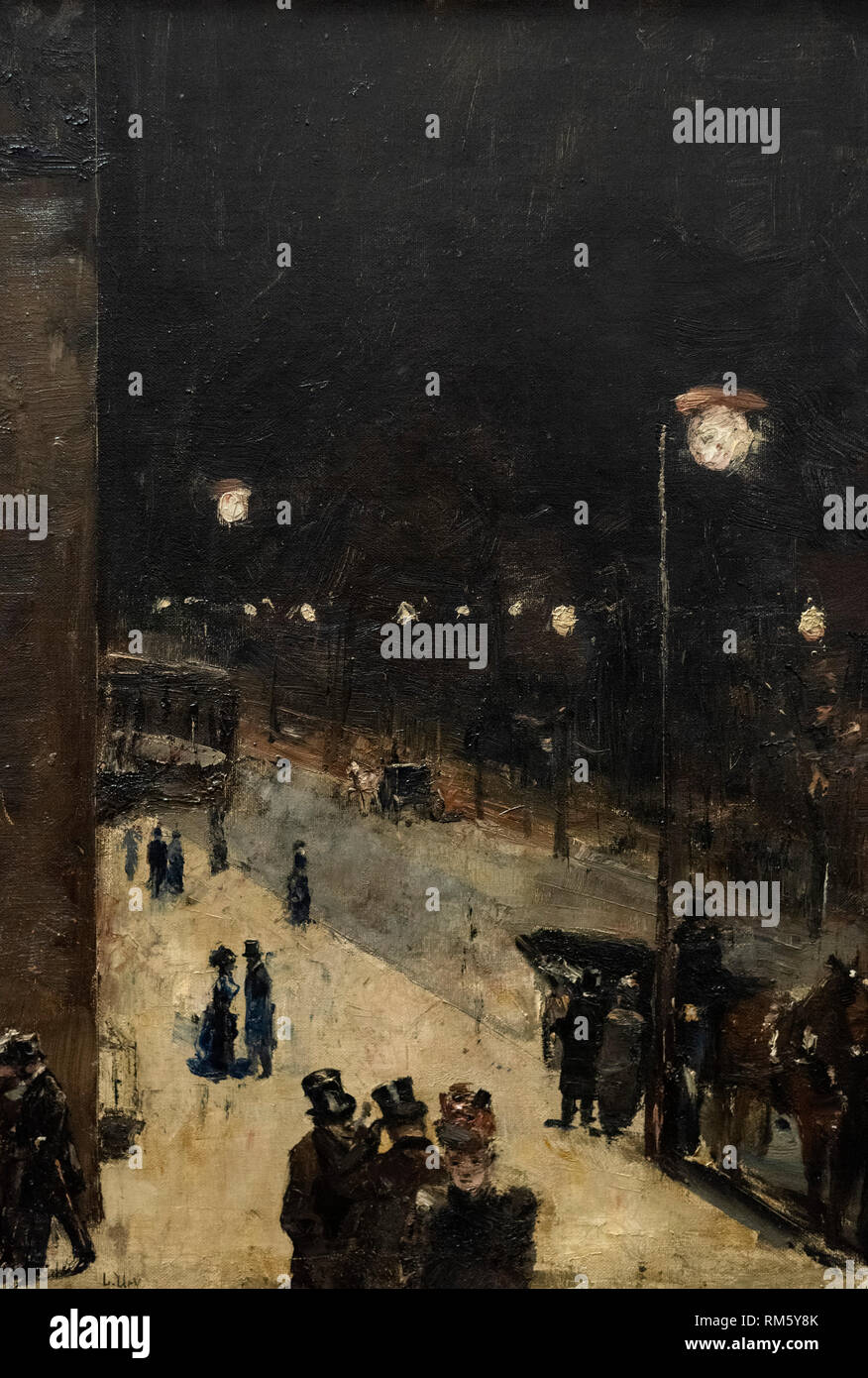 Lesser Ury (1861-1931), Berlin Street at Night, 1889. Berliner Straße bei nacht. L'Alte Nationalgalerie, Berlin, Allemagne. Banque D'Images
