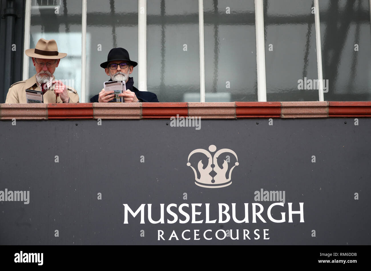 Les spectateurs à Musselburgh Racecourse. Banque D'Images