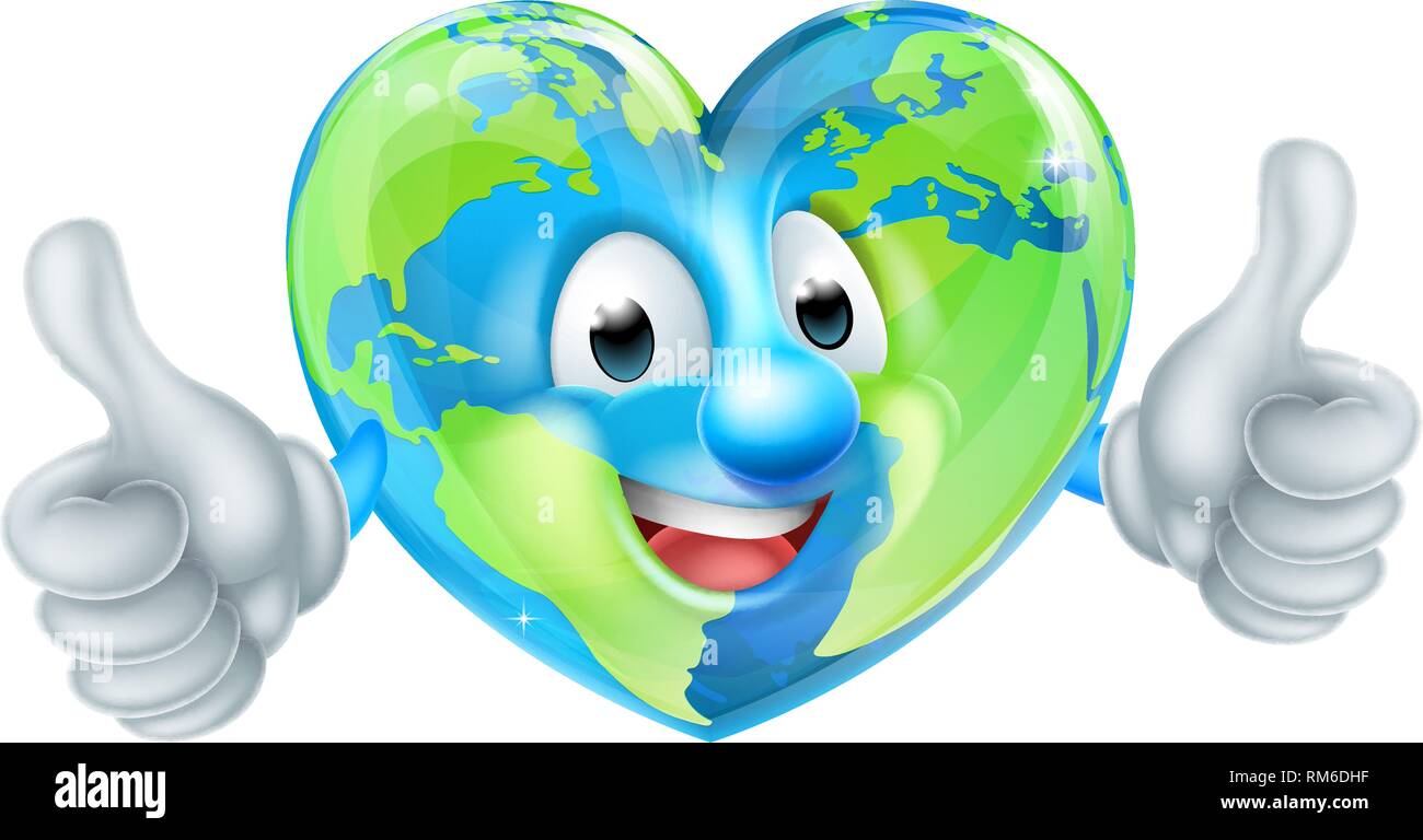 Journée de la Terre Coeur Cartoon Caractère Globe Illustration de Vecteur