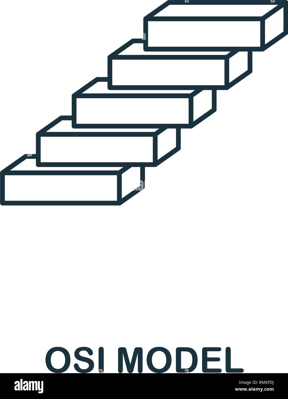 L'icône du modèle OSI. Fine ligne industrie 4.0 icônes de style collection. L'assurance-chômage et de ux. Modèle OSI parfaite pixel pour l'icône web design, applications, l'utilisation d'un logiciel Illustration de Vecteur