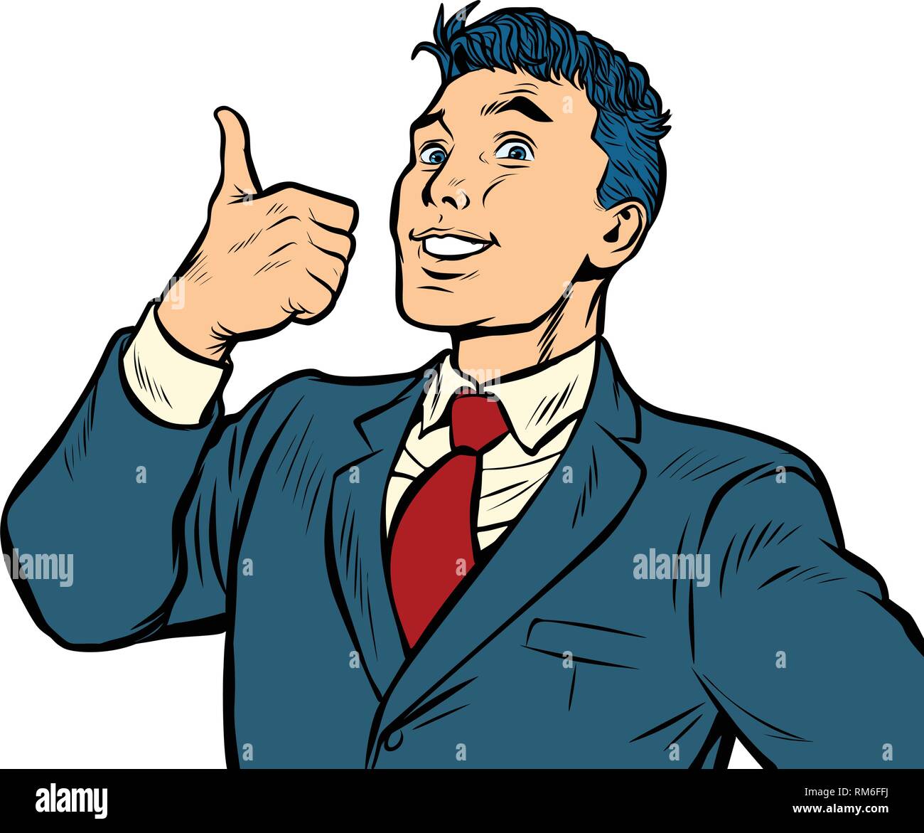 Businessman smile thumb up comme geste d'isoler sur fond blanc Illustration de Vecteur