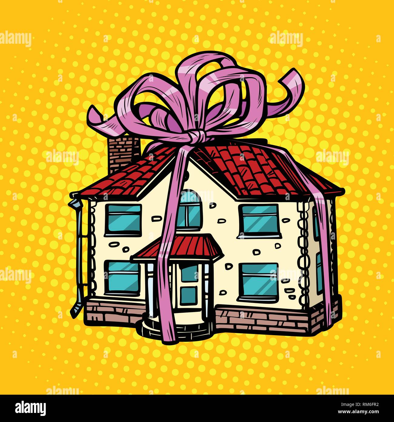 Cadeaux maison, de l'immobilier. dans la bande de fête Illustration de Vecteur