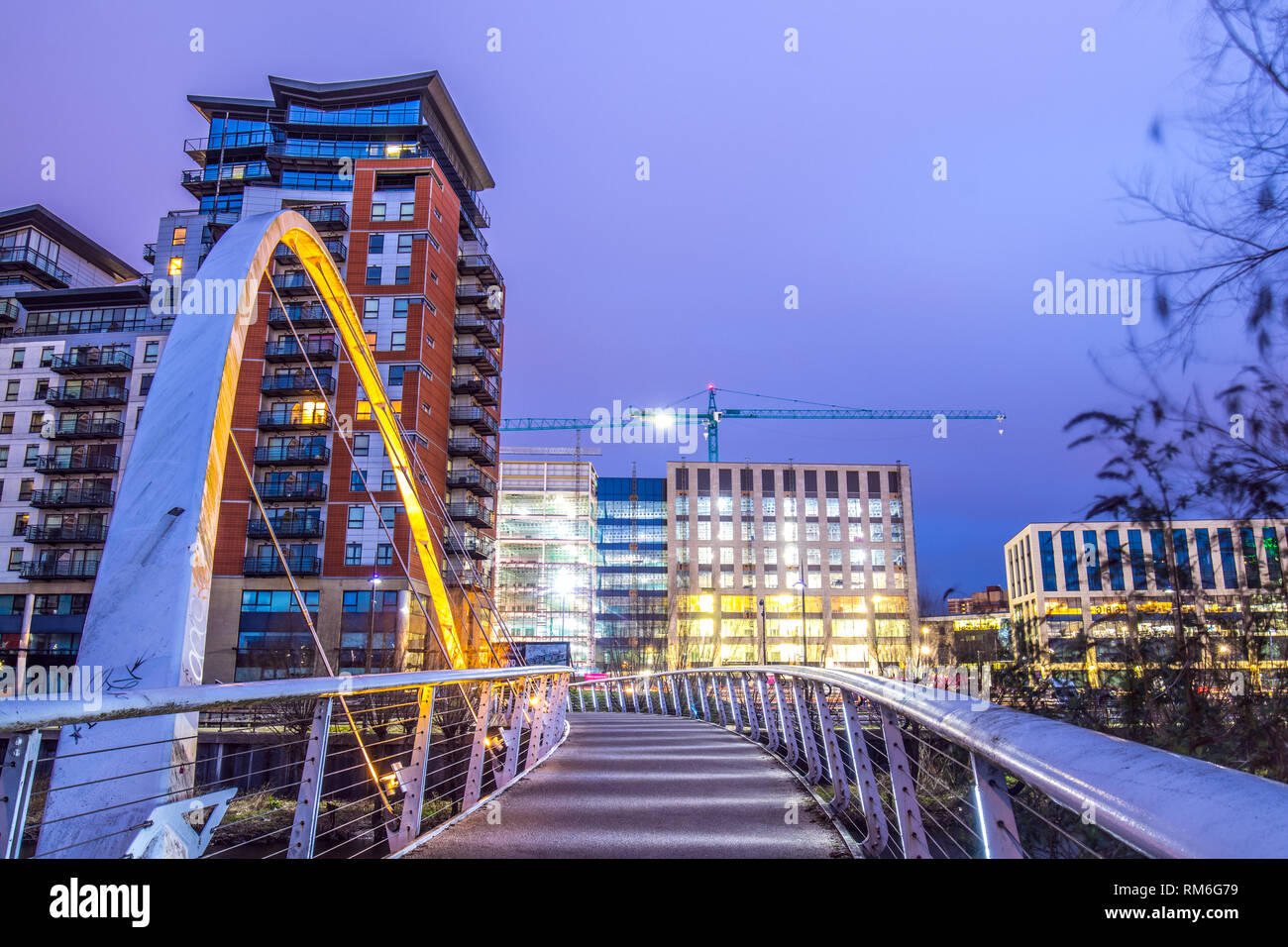 Whitehall Bridge & Whitehall Road dans le centre-ville de Leeds Banque D'Images