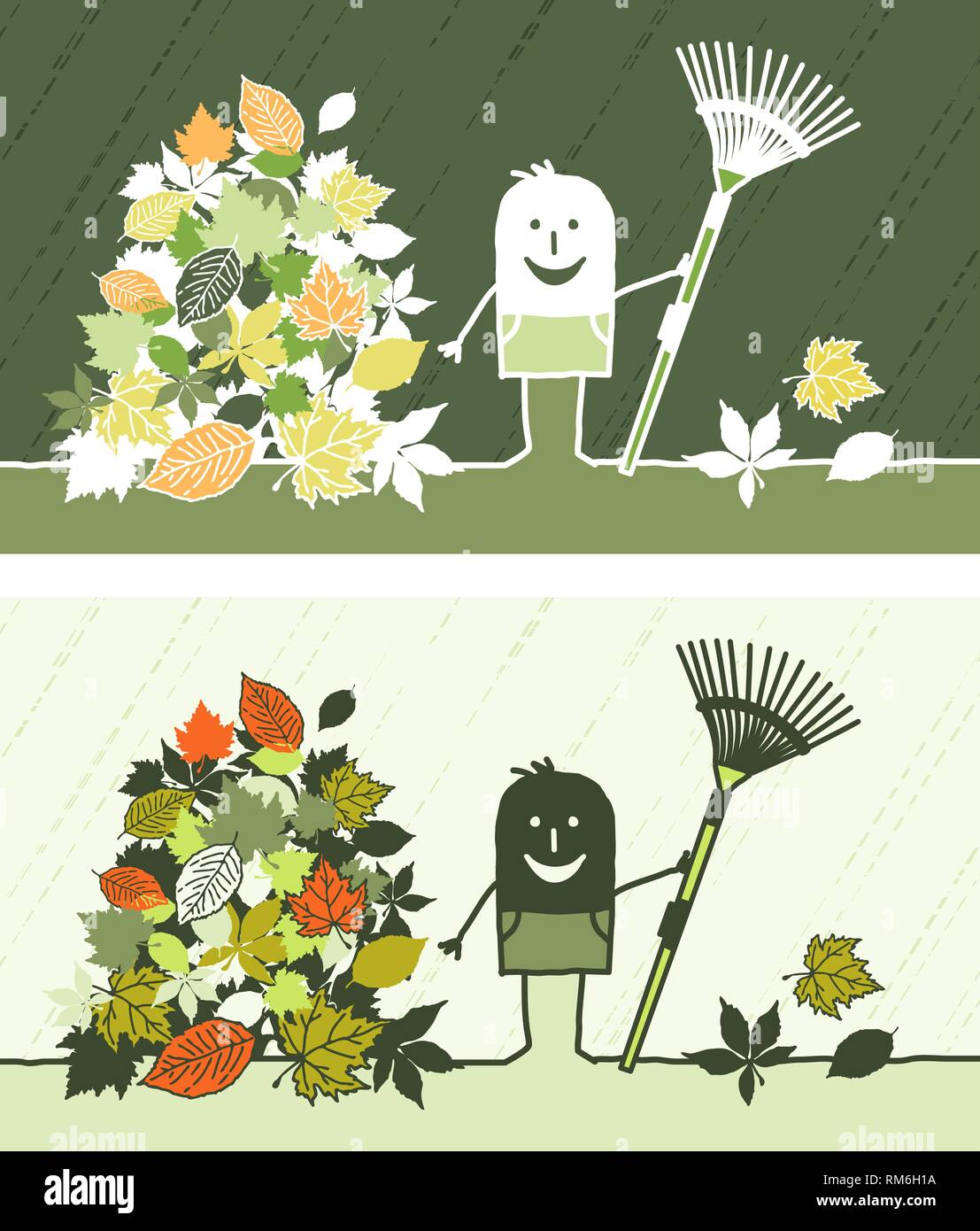 Colored cartoon - vector hand drawn characters - les feuilles d'automne Illustration de Vecteur