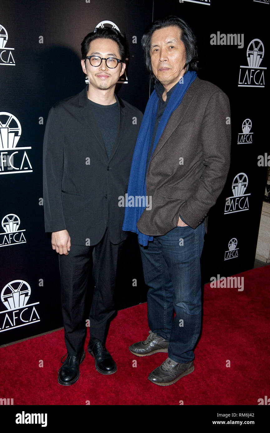 44e conférence annuelle des Los Angeles Film Critics Association Awards, qui a eu lieu à l'InterContinental Los Angeles Century City dans le quartier de Los Angeles, Californie. Avec : Steven Yeun, Lee Chang-Dong Où : Los Angeles, California, United States Quand : 12 Jan 2019 Crédit : Tony Forte/WENN Banque D'Images