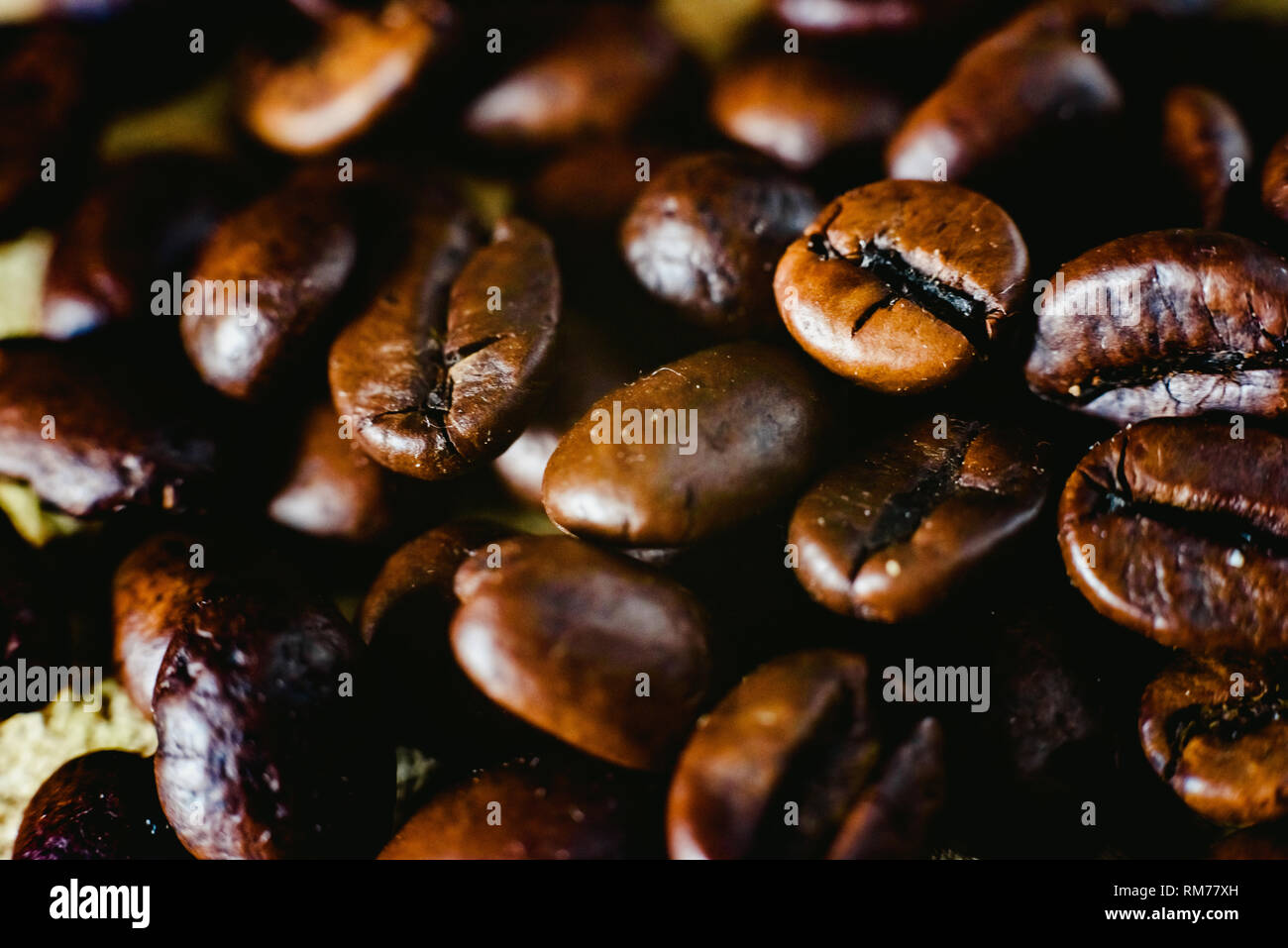 Détail de café torréfié, produite en Colombie. Banque D'Images