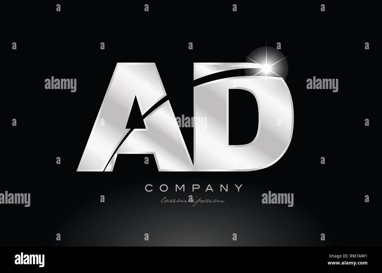 Lettre d'annonce a d'alphabet combinaison métal avec logo design icône couleur grise sur fond noir convient pour une société ou entreprise Illustration de Vecteur