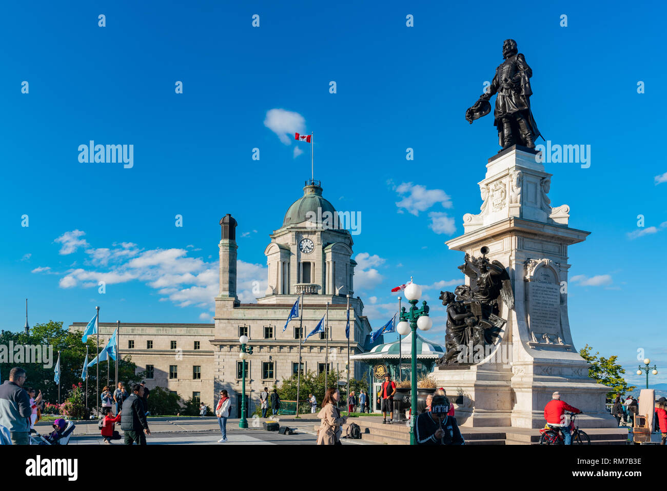 Québec, le 2 octobre après-midi : Sunny View du Monument Samuel-De Champlain le Oct 2, 2018 au Québec, Canada Banque D'Images