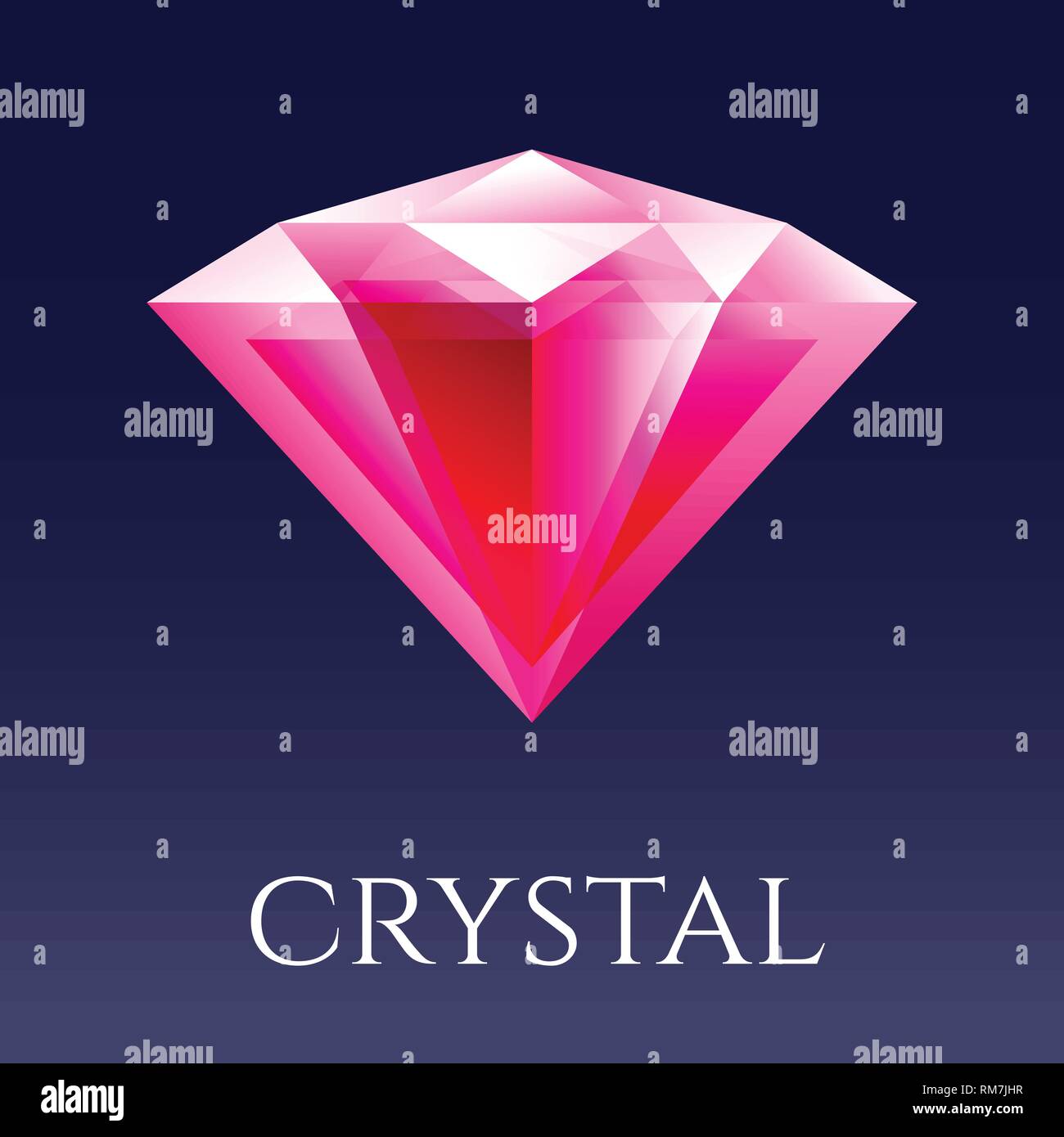 Vector illustration de shine rouge cristal triangle isolé. Symbole Ruby Illustration de Vecteur