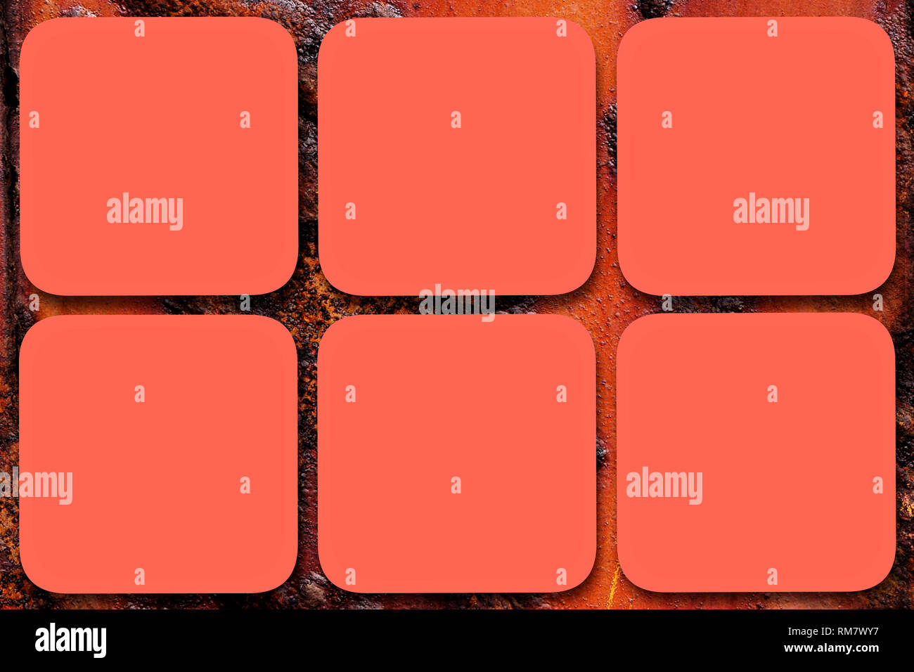 6 champs géométriques en couleur tendance corail vivant 2019 Banque D'Images