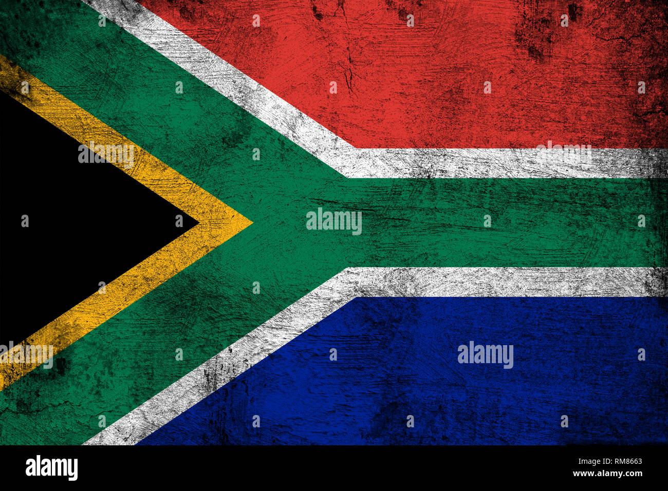 Afrique du Sud drapeau sale grunge et illustration. Parfait pour les fins de l'arrière-plan ou de texture. Banque D'Images