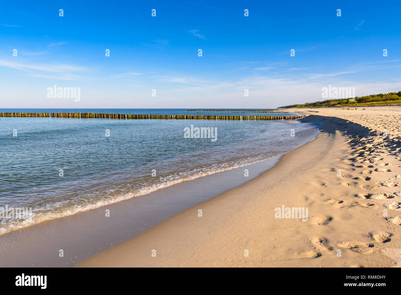 Beau littoral de la Mer Baltique avec plage de sable. Pologne Banque D'Images