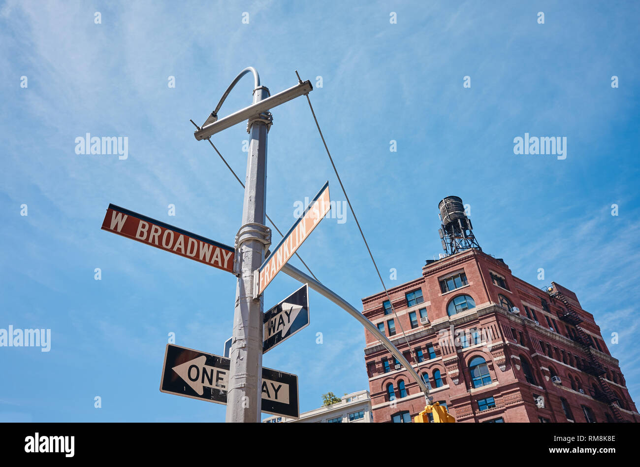 West Broadway et Franklin Street sign in Lower Manhattan, New York, USA. Banque D'Images