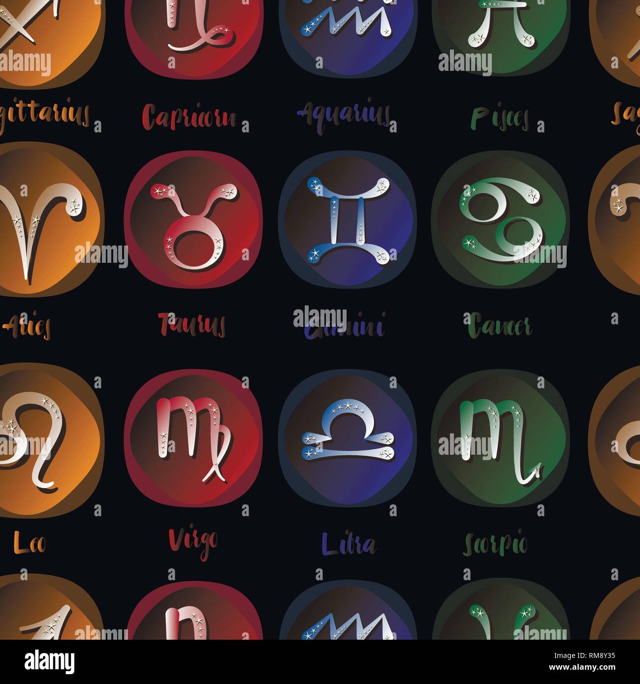 Zodiac sign vector icon set pattern. Jeu de l'horoscope. Illustration vectorielle, EPS 10 Illustration de Vecteur