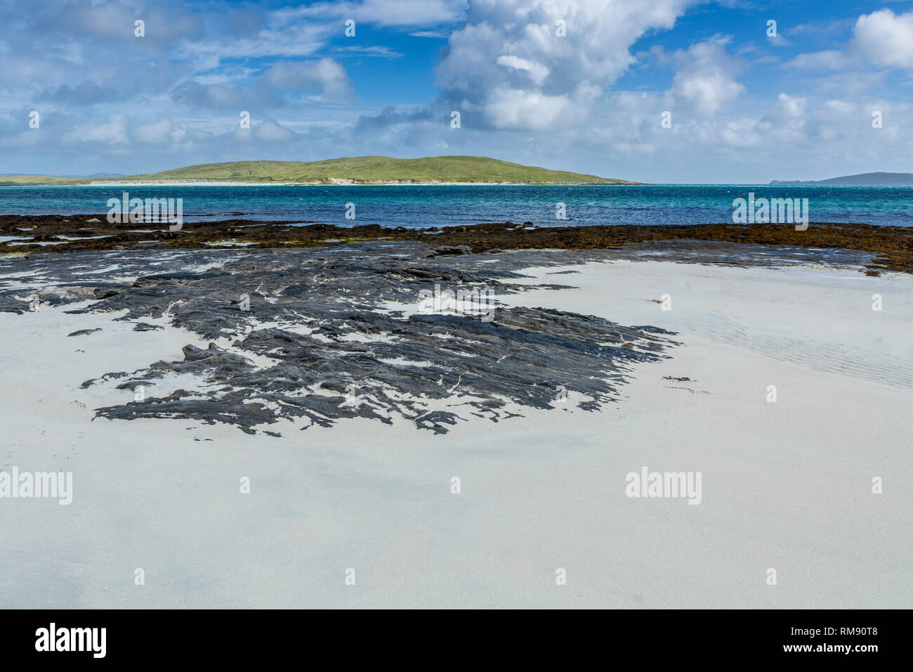 Paysage idyllique à marée basse, à l'île de Barra, îles Hébrides, Ecosse, Royaume-Uni Banque D'Images