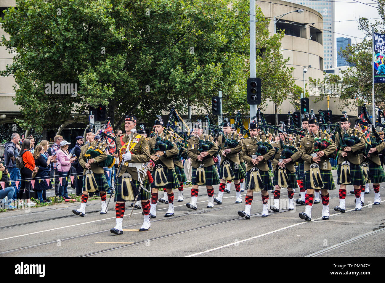 La Journée de l'ANZAC parade de 2018 à St Kilda Road, Melbourne, Victoria, Australie. Banque D'Images