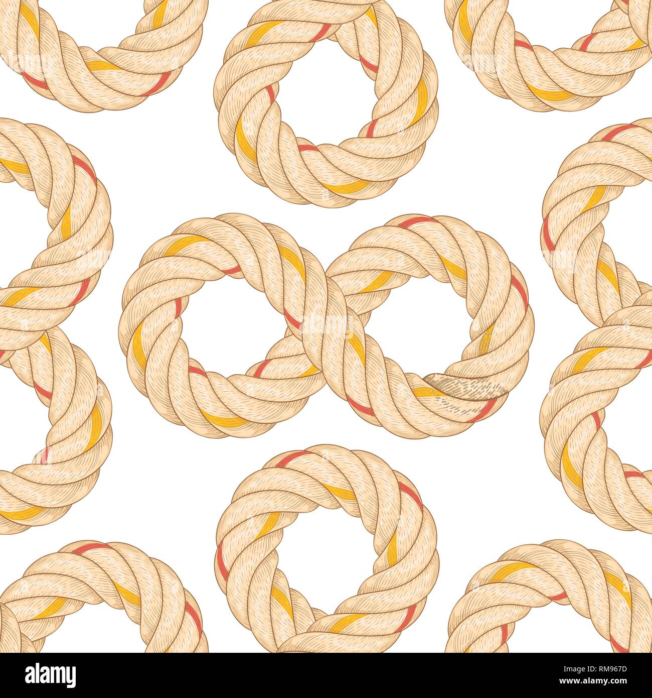 Modèle sans couture avec une corde de fibres. Illustration de Vecteur