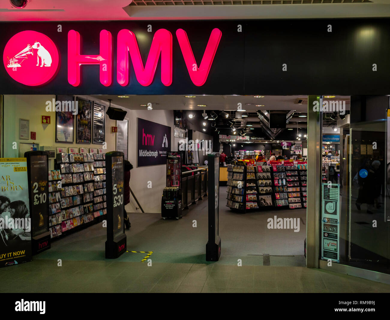 HMV store dans le centre-ville de Middlesbrough récemment acquis par Sunrise Records et ainsi éviter la clôture Banque D'Images