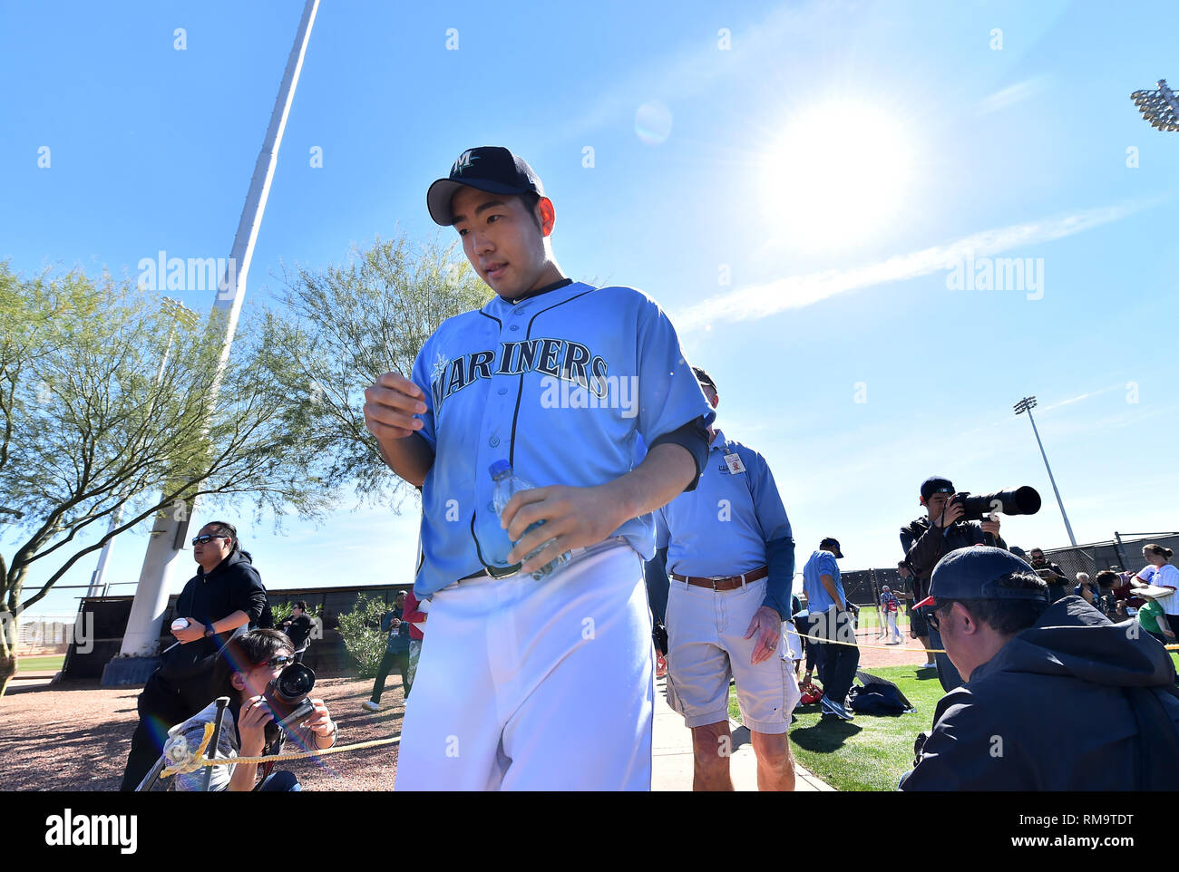 Mariners de Seattle pitcher Yusei Kikuchi lors d'un camp de formation du printemps à Peoria Sports Complex à Peoria, Arizona, United States, 12 février 2019. Credit : AFLO/Alamy Live News Banque D'Images