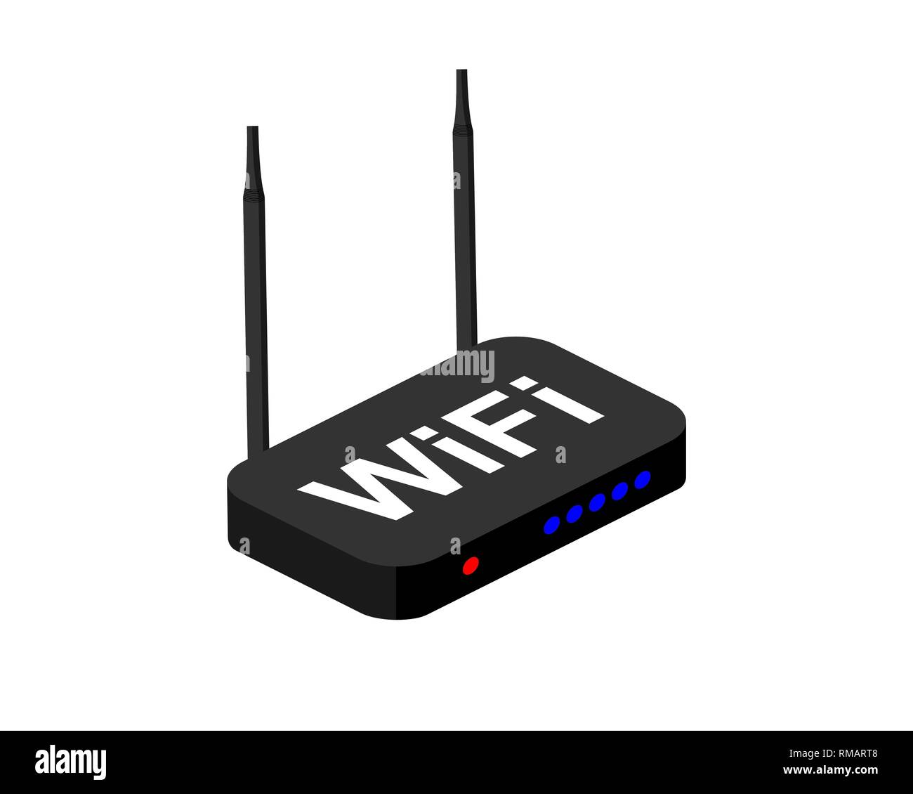 Wi-fi sans fil noir avec routeur antenne noire. Design moderne. isométrique  Vector illustration Image Vectorielle Stock - Alamy