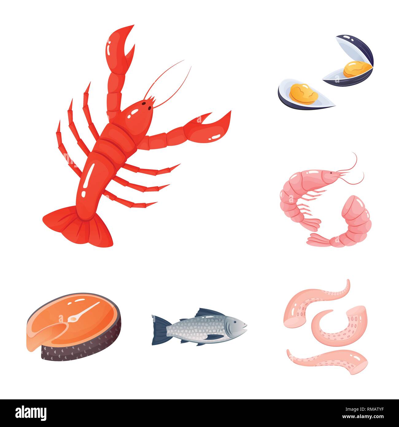 Le homard, crevettes,moules,,saumon,octopus,écrevisses,palourdes,crevettes,poissons,viandes,calmar,shell,mignon,truite tentacle, luxe,cuisine,huîtres,délicatesse,monster,rouge,,phosphore,créature,sous-marine,gelée,menu,décapage,géant,mer,fruits de mer,sain,produits,frais,océan,restaurant,marché,set,marine,vector icon,illustration,collection,isolé,design,graphisme,élément signe,caricature,couleur,vecteurs vecteur , Illustration de Vecteur