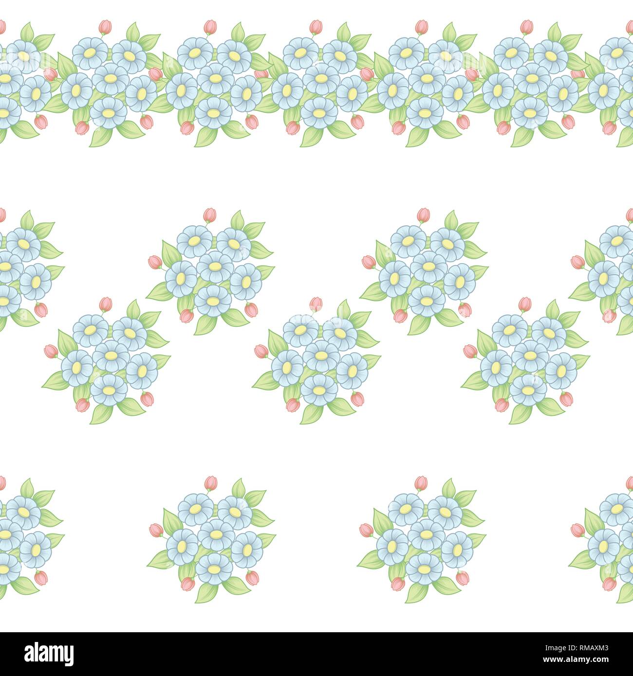 Ensemble de trois modèles daisy horizontale transparente floral frame pour Illustration de Vecteur