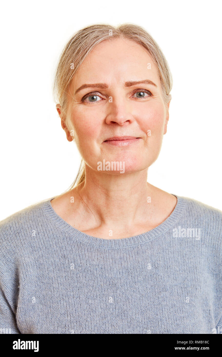 Visage d'une femme plus âgée souriante de l'avant Banque D'Images