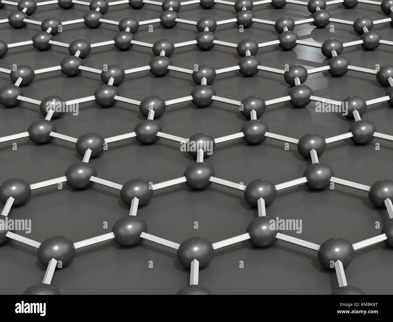 Le rendu 3D de la structure moléculaire du graphène - forme géométrique hexagonale Banque D'Images