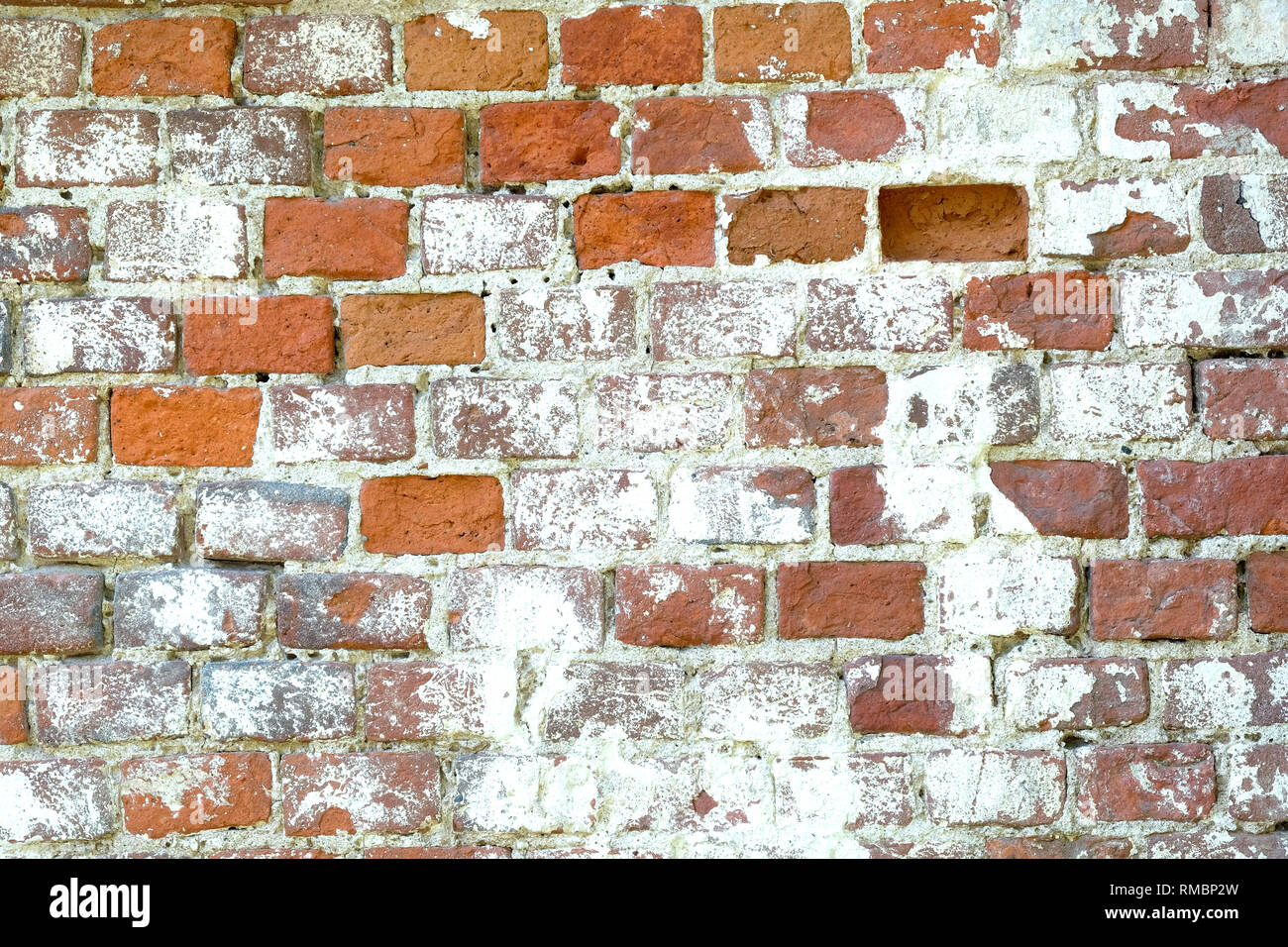 Vieux mur de briques rouges comme arrière-plan vue horizontale libre Banque D'Images