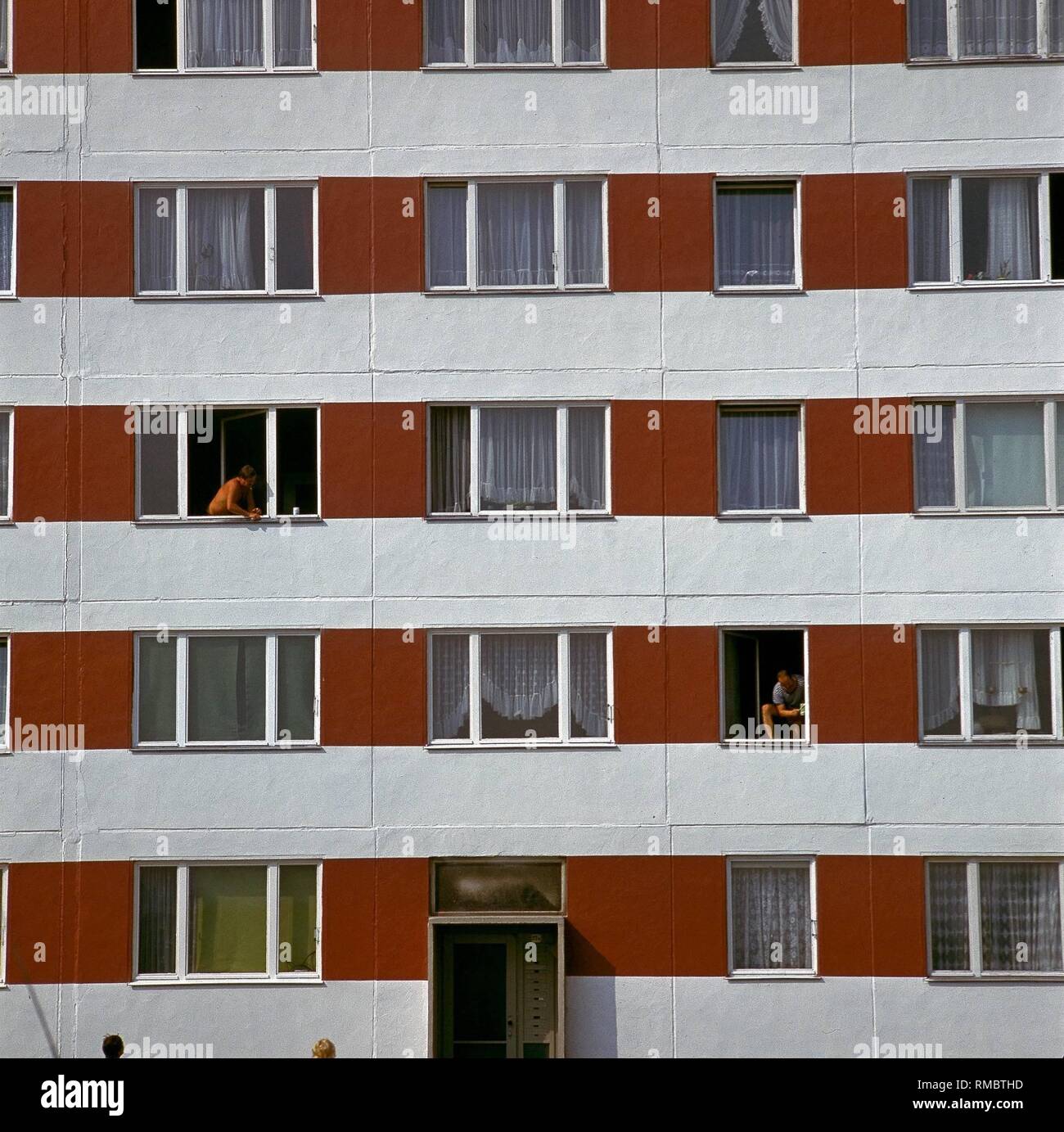 Vue détaillée d'un bâtiment préfabriqué à Erfurt. Banque D'Images