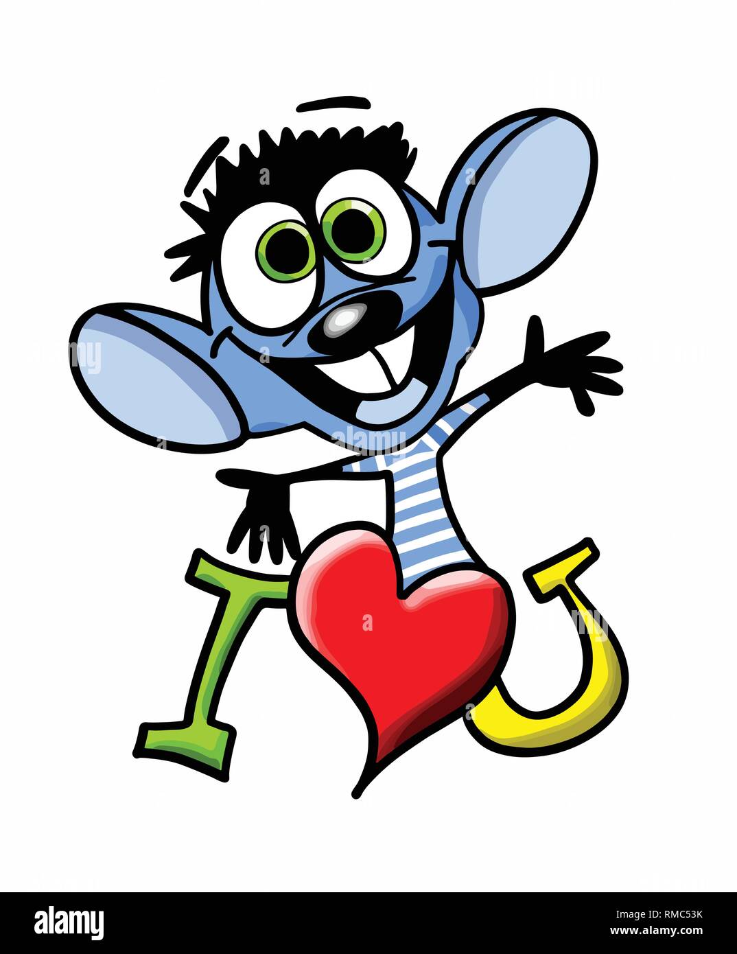 Souris de dessin animé montrant son amour avec bras ouverts Illustration de Vecteur