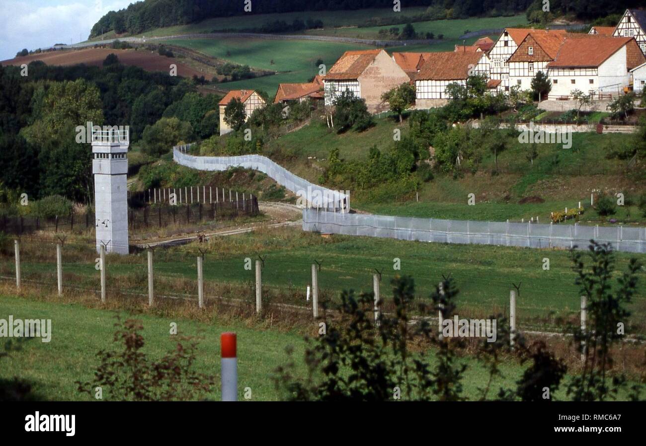 L'allemand- frontière allemande en Asbach. Banque D'Images