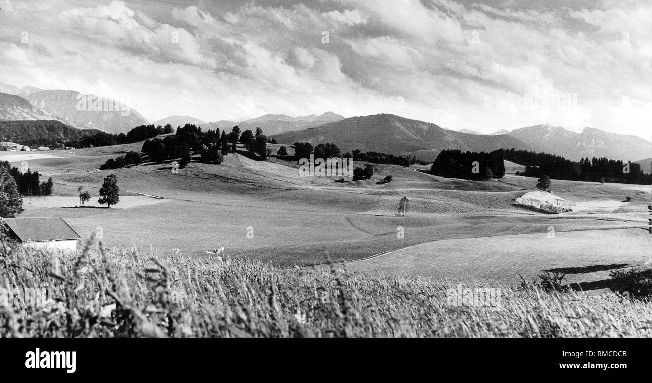 Les paysages alpins en Haute-bavière, près de Murnau. Banque D'Images