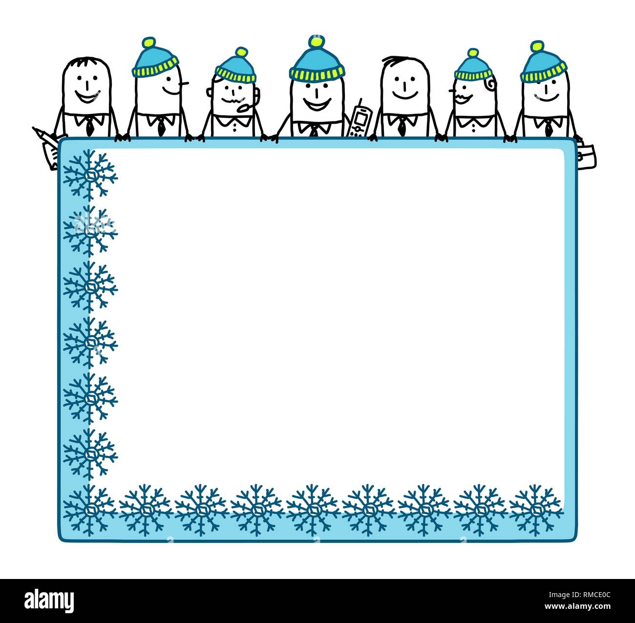 Caricature d'hiver tem avec blank board Illustration de Vecteur