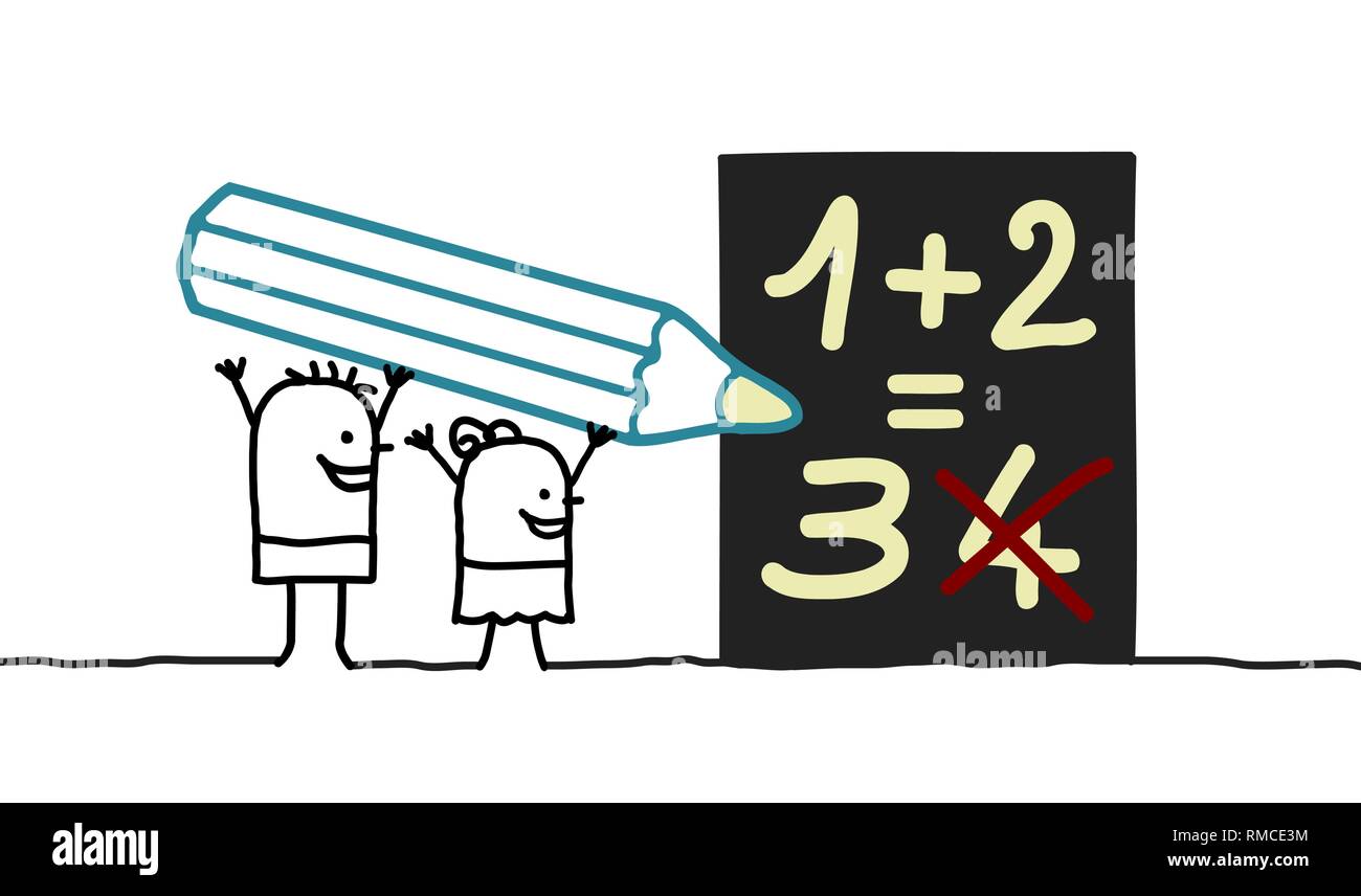 Cartoon kids avec crayon et tableau noir Illustration de Vecteur