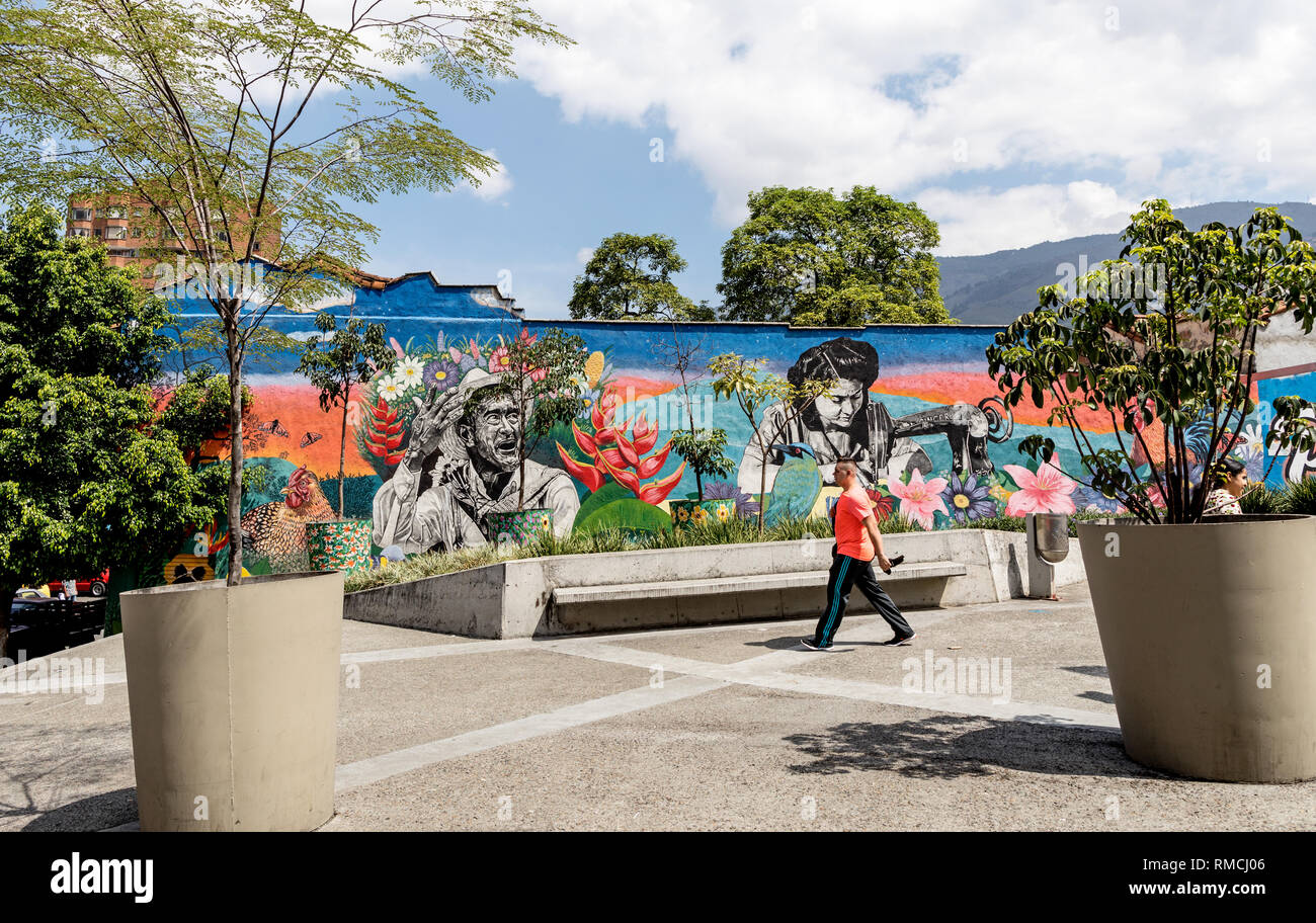 Graffiti urbain à Medellin Colombie Amérique du Sud Banque D'Images