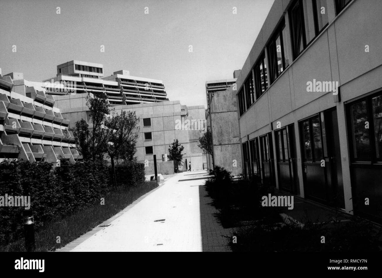 Vue sur le village olympique de Munich. Banque D'Images