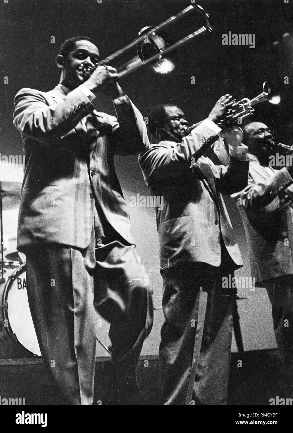 Louis Armstrong avec jazz band. Banque D'Images