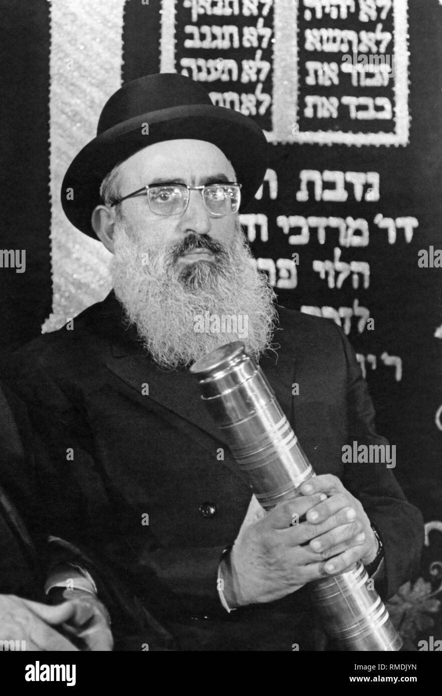 Shlomo Goren, le grand rabbin des Juifs Ashkénazes en Israël de 1973 à 1983. Les grands rabbins Sépharades de l'Ashoknasim et des groupes sont les plus hautes autorités religieuses en Israël. Banque D'Images