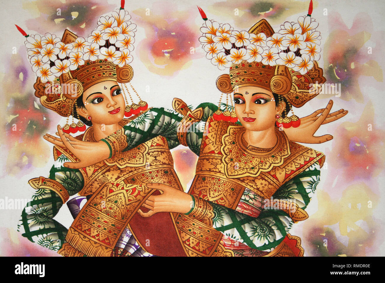 Bali Art Représentant des danseuses de Legong Banque D'Images