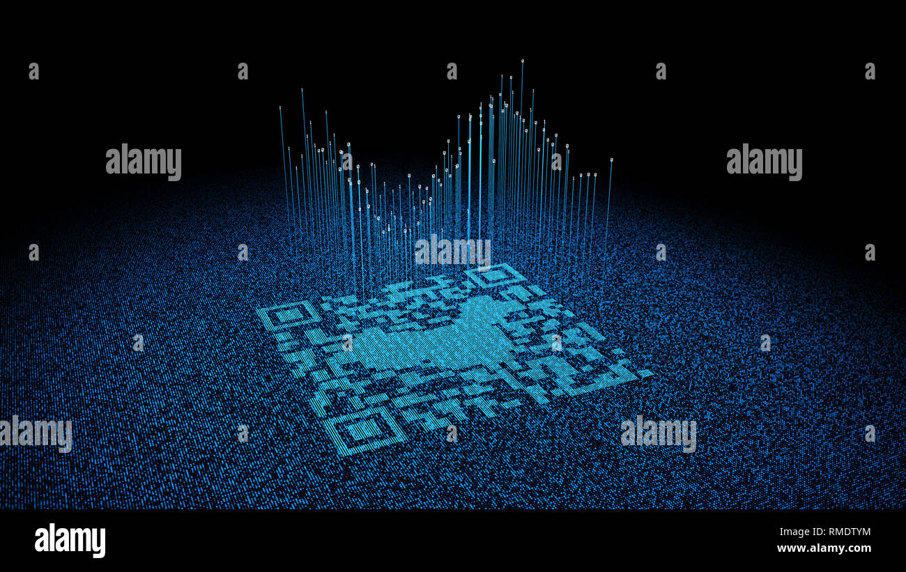 Données technologiques Code QR et carte de Chine, identification des données Banque D'Images