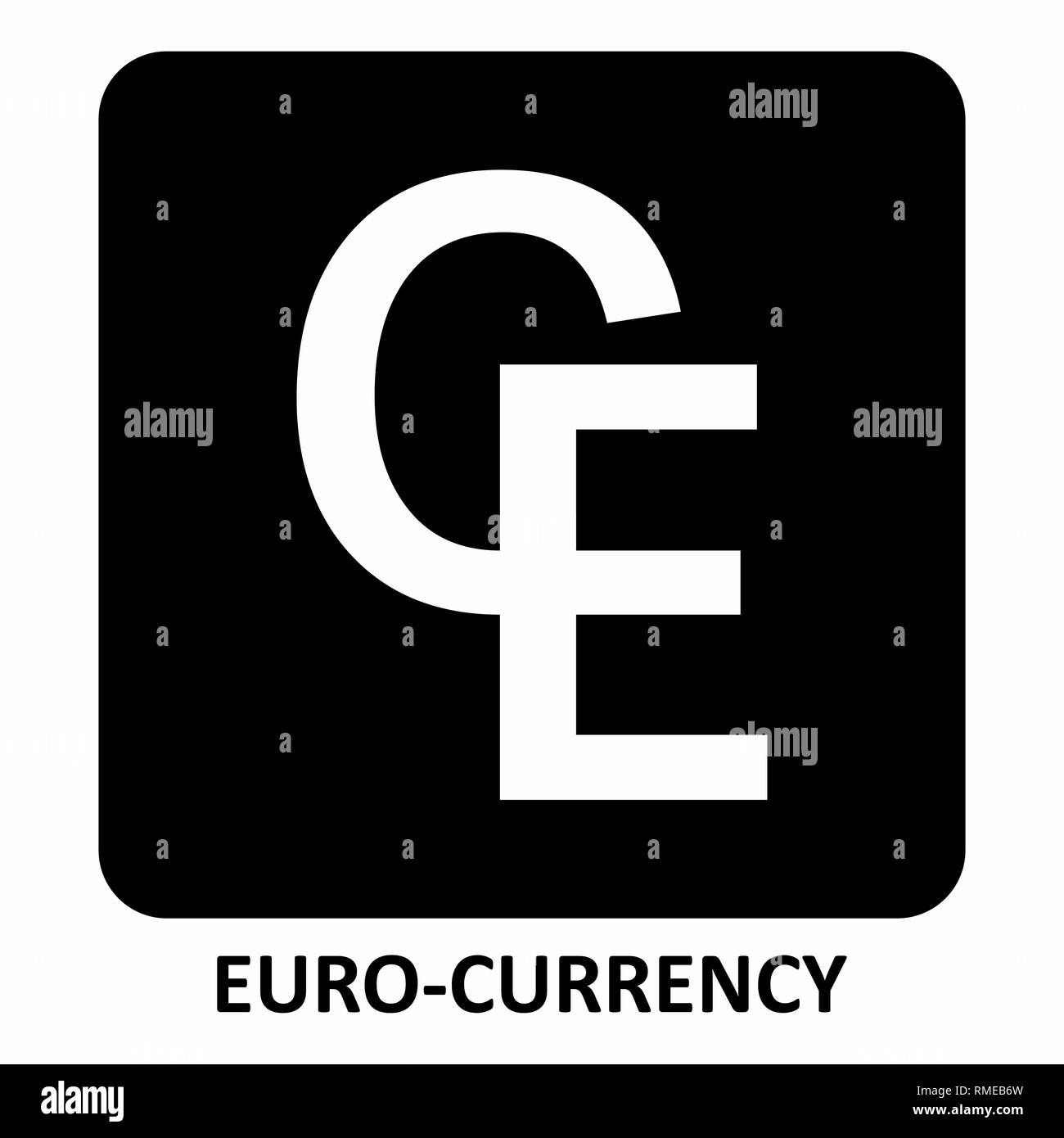 Le noir et blanc illustration symbole monétaire de la zone euro Illustration de Vecteur