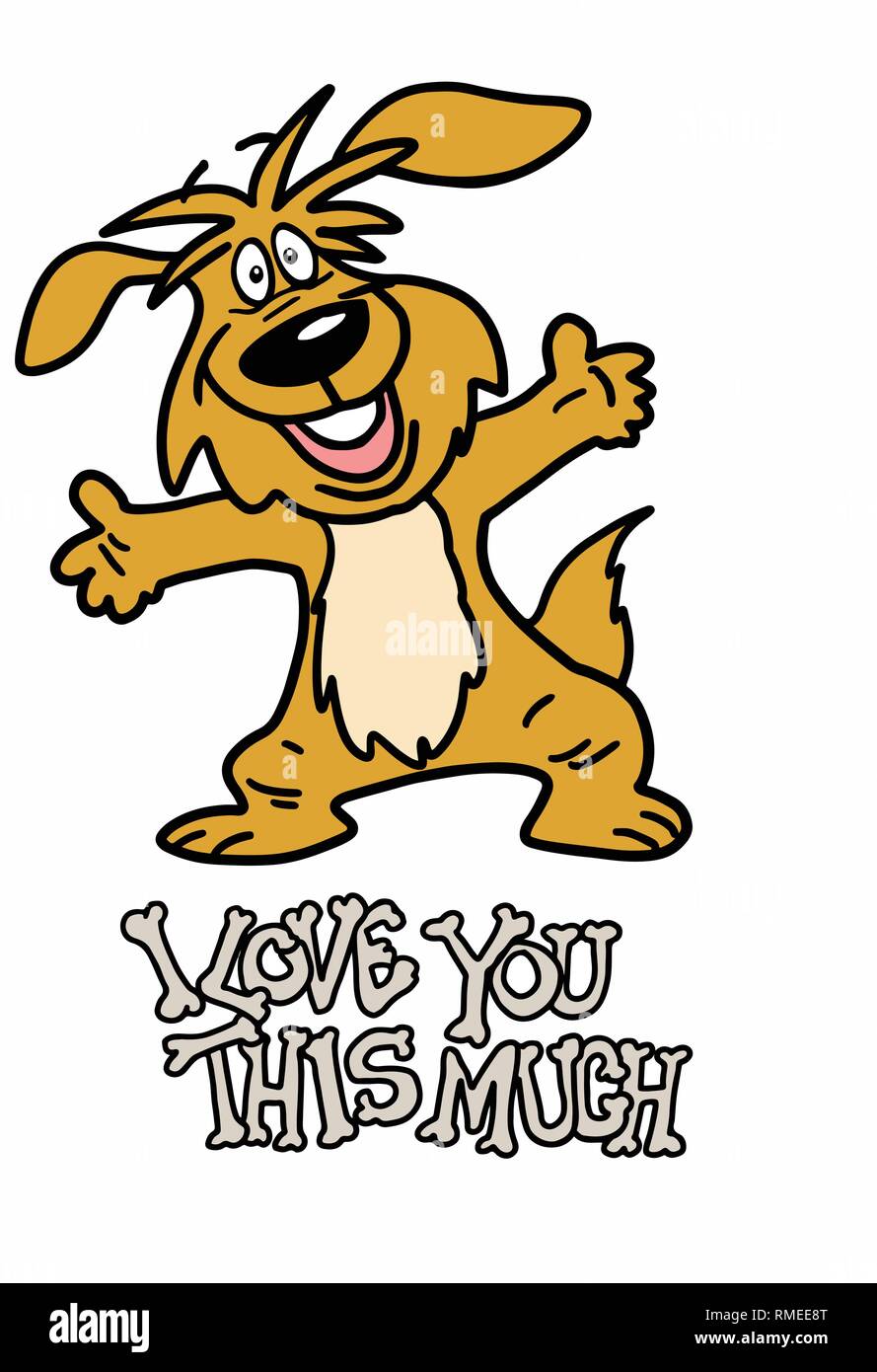Chiot Caricature montrant son amour avec bras ouverts vector illustration Illustration de Vecteur
