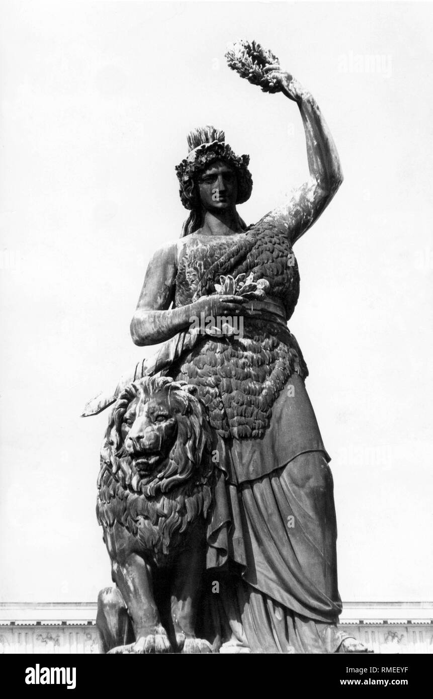 La Bavière, construit par Ludwig Schwanthaler 1843-1853, sur la Theresienwiese. Banque D'Images