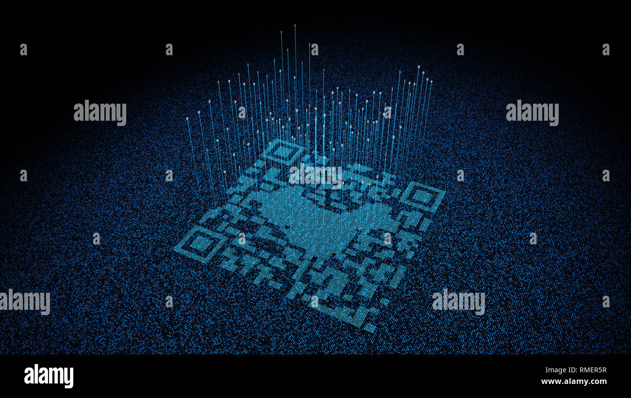 Données technologiques Code QR et carte de Chine, identification des données Banque D'Images