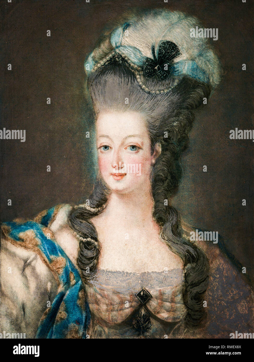 Portrait de Marie-Antoinette (1755-1793), peinture d'après Jean-Baptiste André Gautier-Dagoty, XVIIIe siècle Banque D'Images