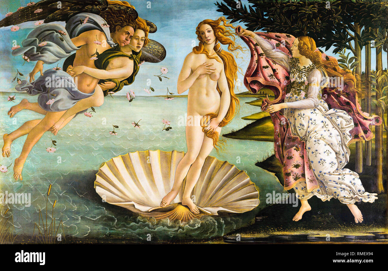 La naissance de Vénus de Sandro Botticelli, peinture Renaissance, vers 1484-1486 Banque D'Images