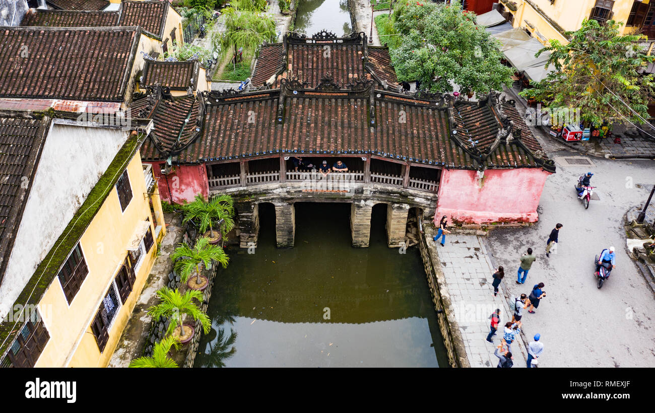Pont couvert japonais et de la pagode Chua Cau, Hoi An, Vietnam Banque D'Images